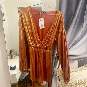Metallic burnt orange romper